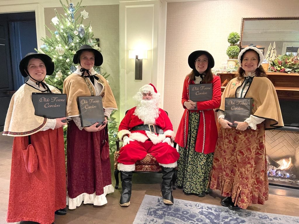 A quartet of our ladies meet Santa during a gig at Bluestone Country Club in Blue Bell, PA.