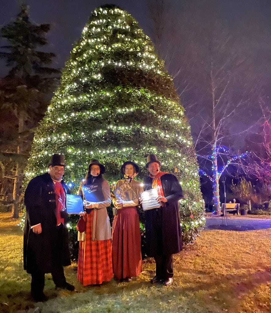 Caroling amidst the beautiful trees at Linwood Arboretum, Linwood, NJ.