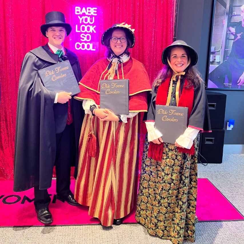 A trio of our Pittsburgh carolers at the tree lighting event for Southside Works.