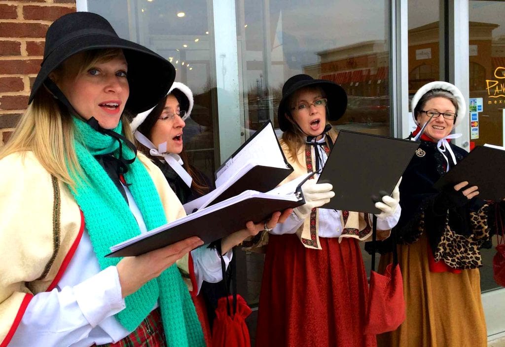 An all-female quartet performs Christmas songs for patrons of the Shoppes at Flemington, NJ.