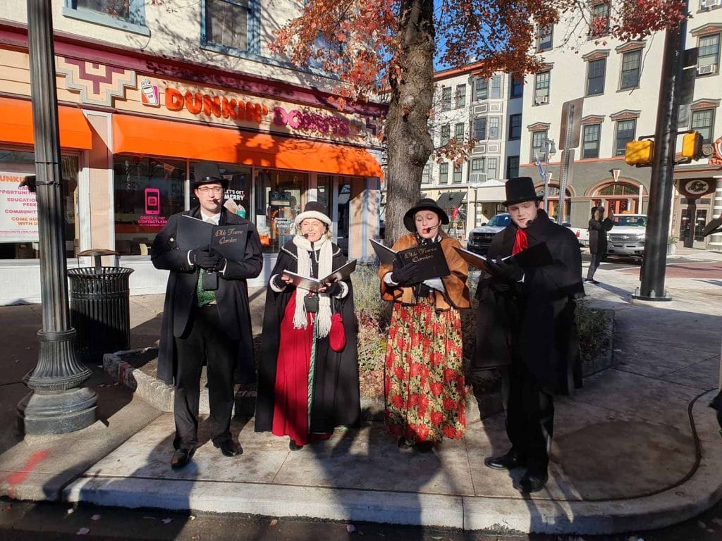 Performing a late fall gig in downtown Easton.