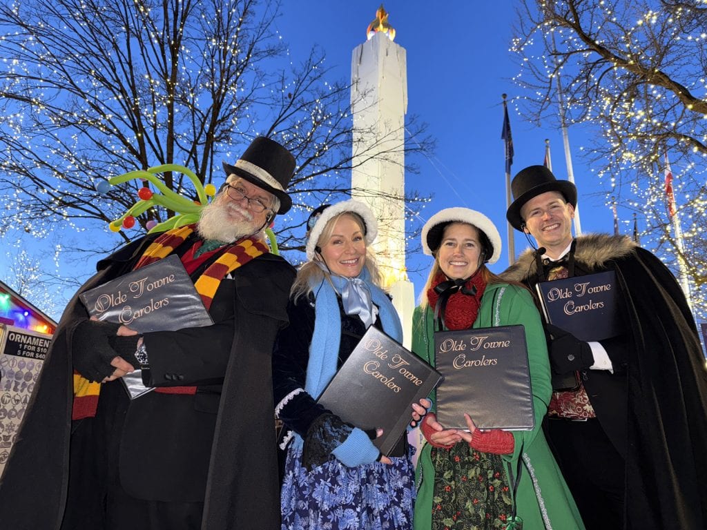 Caroling at the Peace Candle in Easton.