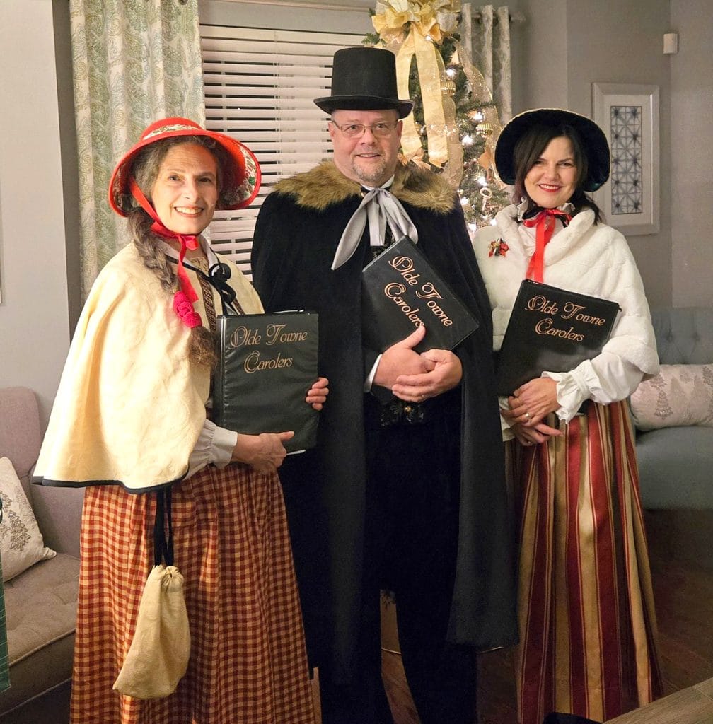Eve, Tom and Elise deliver a singing carol-gram in Blue Bell, PA.